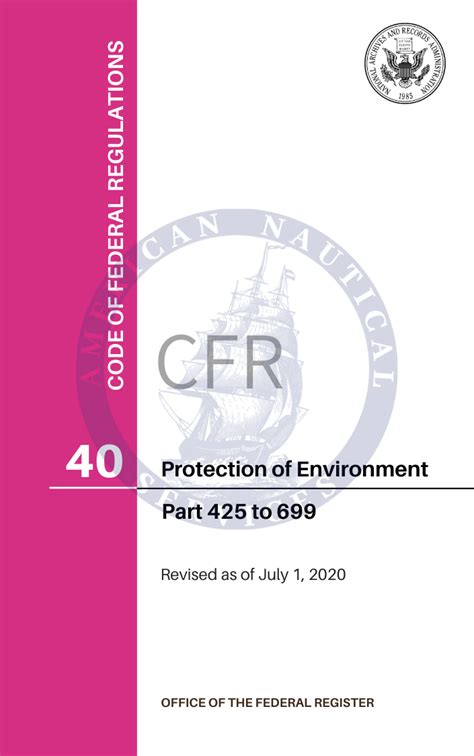 40 Cfr Protection Of Environment Cfr 40 Code Of Federal Regulations