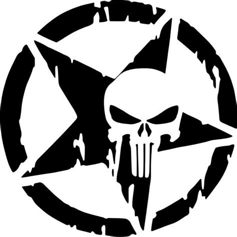 Punisher Skull Star Decal Sticker Punisher Skull Star Decal
