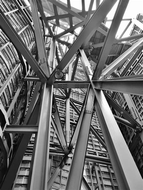 Gray Metal Frames Architecture Iron Steel Building Black And White