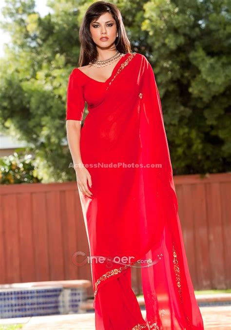 Latest Sunny Leone Real Nude Xxx Red Saree HD Sex Pics ActressNudePhotos Com Actress