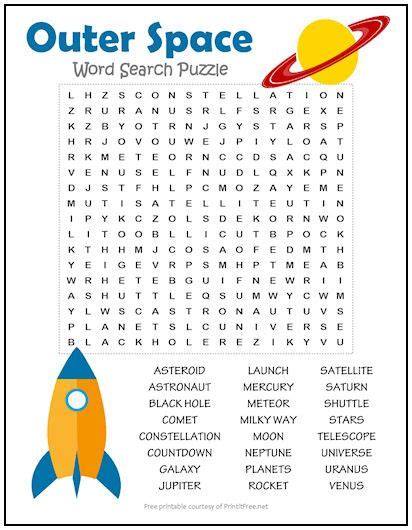 Outer Space Word Search Puzzle Word Puzzles For Kids Kids Word