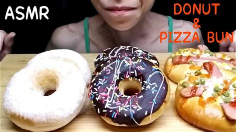 Asmr Sugar Donut Chocolate Donut Pizza Bun Eating Sounds Youtube