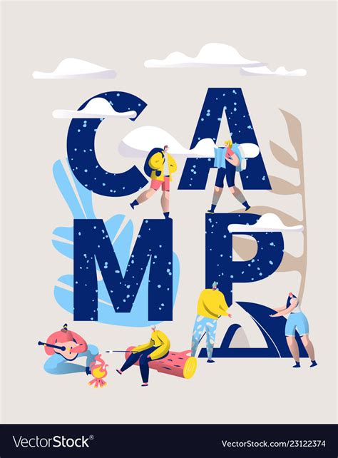 Camp Adventure Banner Type Letter Camping Vector Image