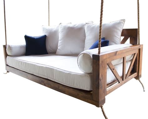 Avery Wood Porch Swing Bed Beach Style Porch Swings By James And
