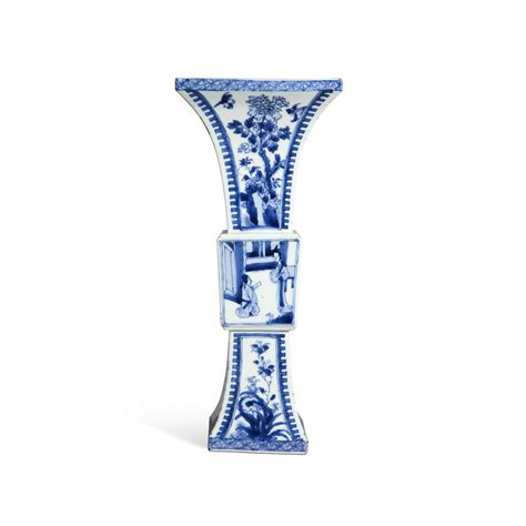 A Blue And White The Plum In The Golden Vase Gu Form Vase Qing