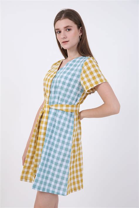 Sell Helga Button Mini Dress Yellow Mini Dresses