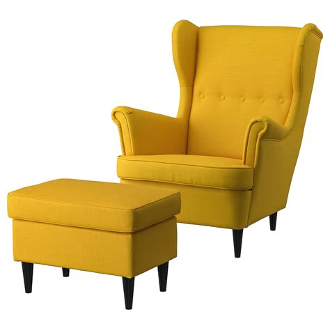Strandmon Armchair And Ottoman Skiftebo Yellow Ikea