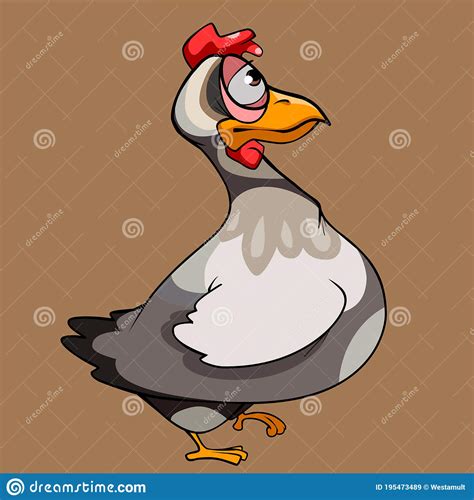 Cartoon Chicken Of Light Color With Big Eyes And A Big Beak Stock