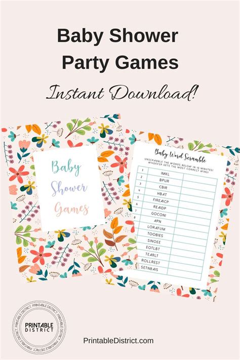 Baby Shower Party Games Baby Shower Games Printable Shower Etsy