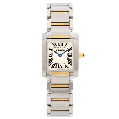 Ladies Cartier Tank Francaise 2 Tone Watch W51007q4 Ivory Dial