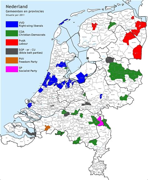 Netherlands from mapcarta, the open map. Netherlands - Provincial elections 2011 - Map - Municipali ...
