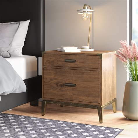 Black And Brown Mid Century Modern Nightstands Black Accent Wall Wood