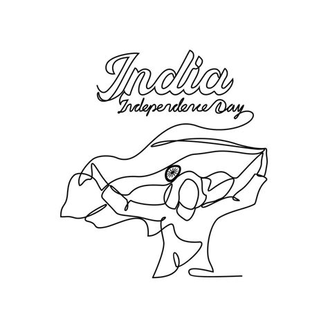 One Continuous Line Drawing Of India Independence Day With White Background Patriotic Symbol