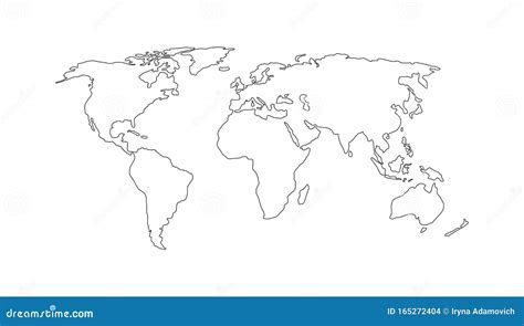 Mapa Mundial Silueta De Continentes Estilizados Dibujada A Mano En