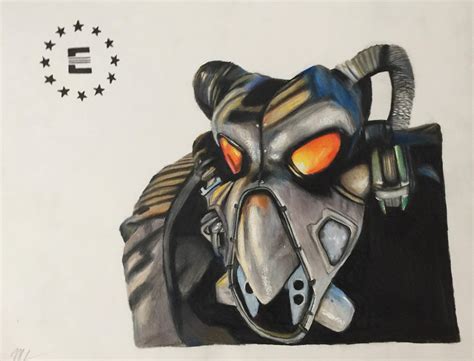 After 13 Hours I Finished My Colored Pencil Enclave Power Armor Drawing