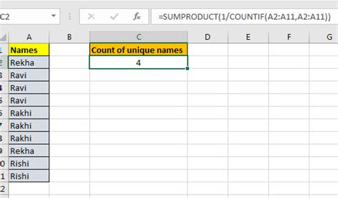 Count Unique Values In Excel