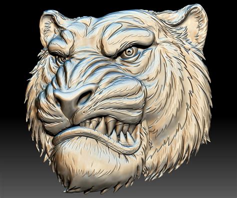 Modèle 3d De Tête De Tigre Fichier Stl Modèle 3d Bas Relief Pour