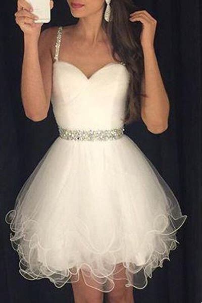 2016 New Design Sparkly Short Ivory Homecoming Dress With Spaghetti