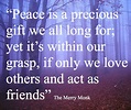 Peace and Friendship #quote Gerry McCann "The Merry Monk ...