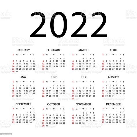 Ilustración De Calendario 2022 Ilustración La Semana Comienza El