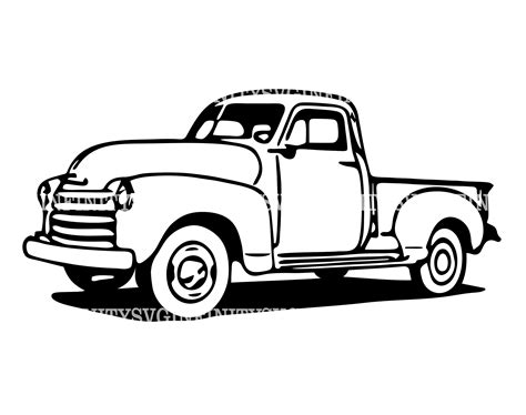 Clip Art Art And Collectibles Funny Vintage 1950s Classic Truck Cut File