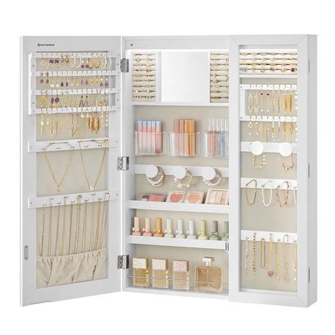 Ktaxon Wall Mounted Jewelry Cabinet Armoire Jewelry Organizer Storage Box With Mirror And 5