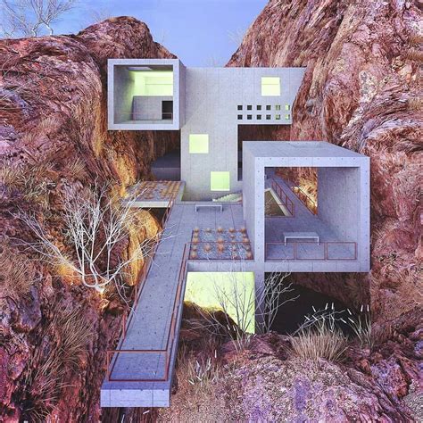 Concrete House In A Red Canyon Designed By Ameyzing