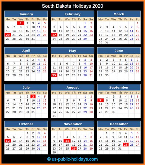 Discover the 2021 public holidays calendar for sarawak and plan for your vacation now. South Dakota Holidays 2020