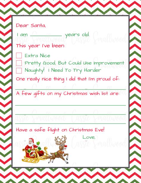 Free Printable Fill In The Blank Letter To Santa Template Cassie