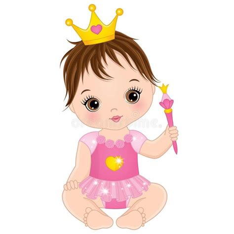 Vector Cute Little Baby Girl Dressed As Princess Vector Baby Girl