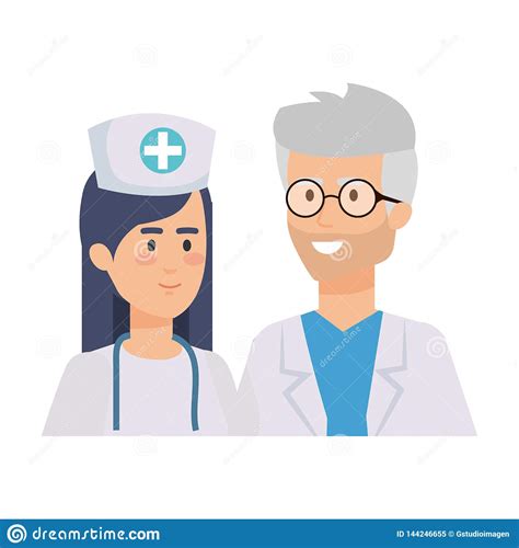 Couple Of Professionals Doctor And Nurse Characters Stock Vector