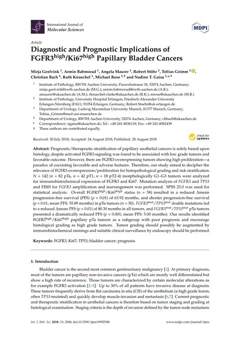 Pdf Diagnostic And Prognostic Implications Of Fgfr High Ki High Papillary Bladder Cancers