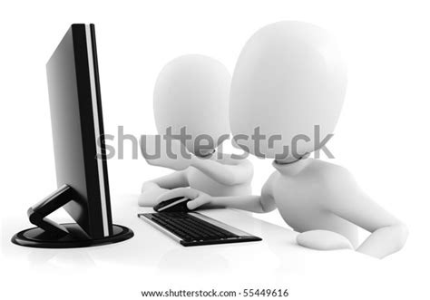 3d Man Working Computer Stock Illustration 55449616 Shutterstock