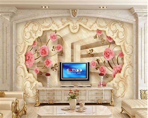 Beibehang Custom Photo Wallpaper Imitation Marble Roses Mural Wallpaper