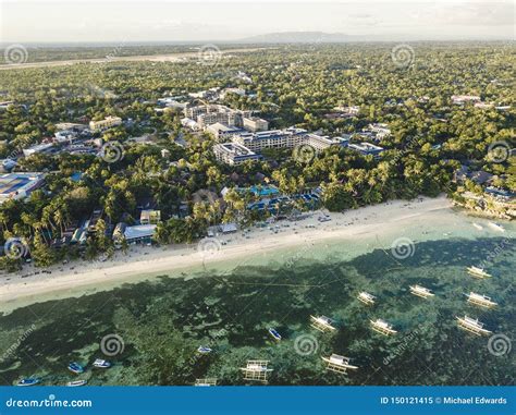 Aerial Of Alona Beach In Panglao Island Bohol Late Afternoon With