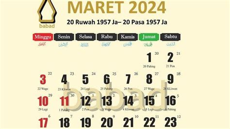 Kalender Hijriah Maret 2024 Lengkap Dengan Amalan Ramadan Varia