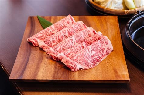 Premium Rare Slices Wagyu A5 Beef With High Marbled Texture Served For