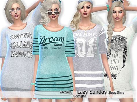 Lazy Sunday Sleep Shirts By Pinkzombiecupcakes At Tsr Sims 4 Updates
