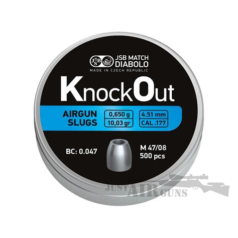 Jsb Knock Out Airgun Slug 177 Calibre Tin Of 500