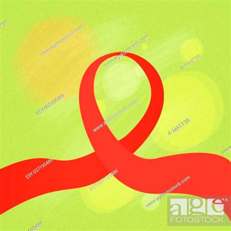 World Aids Day Awareness Red Ribbon On Green Background Concept Vector