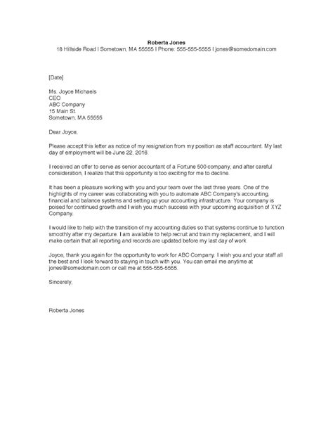 Resignation Letter Formal Resignation Letter Sample