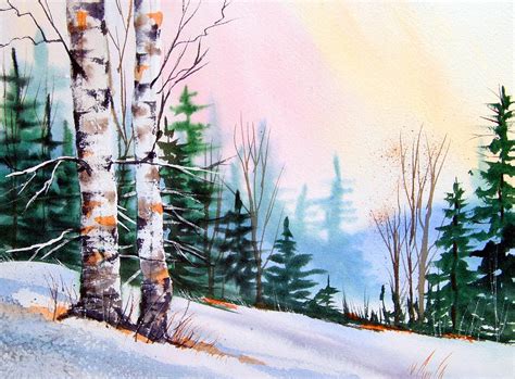 Watercolor Winter Scenes Watercolor Painting Winter Scene Barn And