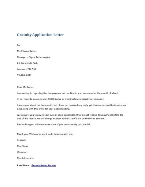 Use this letter or a customized version. application letter format india official gratuity formal ...