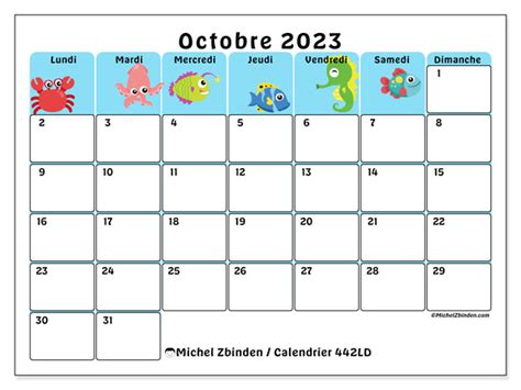 Calendrier Octobre 2023 à Imprimer “47ld” Michel Zbinden Fr