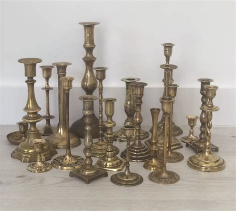 Assorted Brass Candlestick Holders A Day To Remember Event Hire