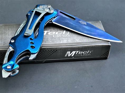 825 Mtech Usa Blue Spring Assisted Tactical Pocket Knife