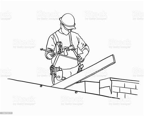 Construction Guy Working Sunny Day Sketch Stock Illustration Download