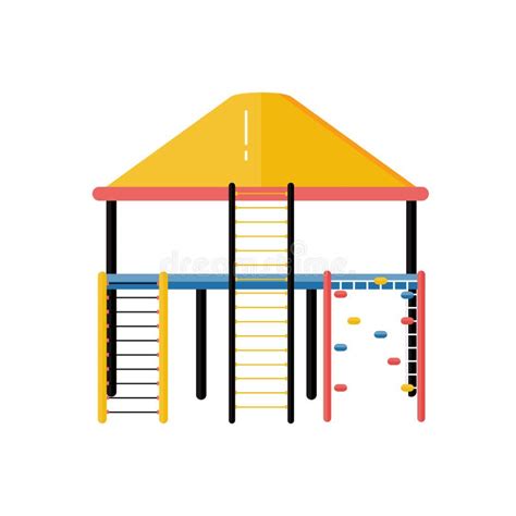 Kids Playground Vector Plastic Rope Ladder System In Flat Design Stock
