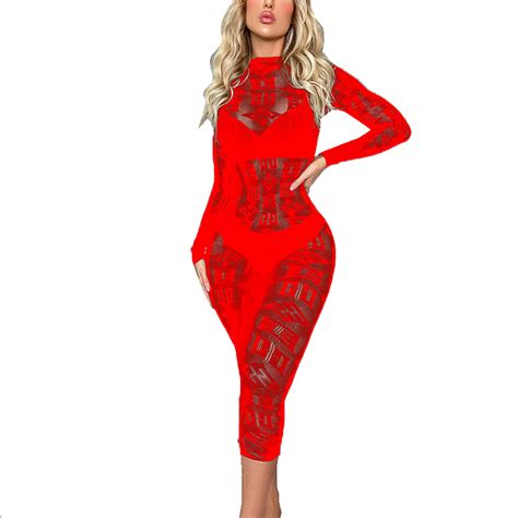 Womens Sheer Mesh Bodycon Dress See Through Long Sleeve Dress Nightwear Clubwear Ebay