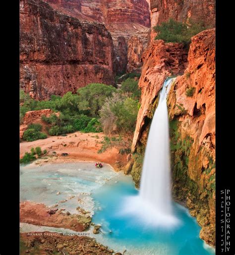 Blue Waters Of The Red Canyon Havasupai Az Usa Havasu Falls